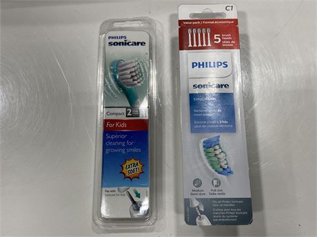 PHILIPS SONICARE BRUSH HEADS - 2 KIDS 5 ADULT NEW IN PACKAGE