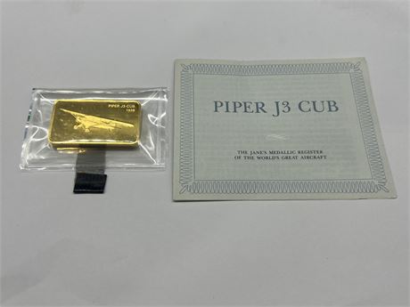 PIPER J3-CUB MEDALLIC REGISTER W/PAPERWORK