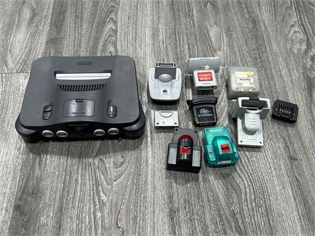 N64 CONSOLE W/ACCESSORIES (Some after market) - NO CORDS