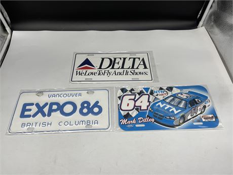 EXPO 86 - DELTA AIRLINES & NASCAR PLATES