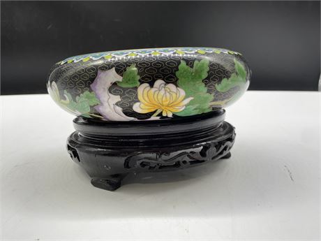 EARLY LARGE CLOISONNÉ BOWL ON STAND 8”x4”