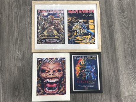 LOT OF 3 IRON MAIDEN FRAMED PRINTS