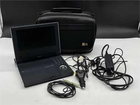 TOSHIBA PORTABLE DVD PLAYER W/LEATHER JBL CASE (MODEL #SD-P1600)