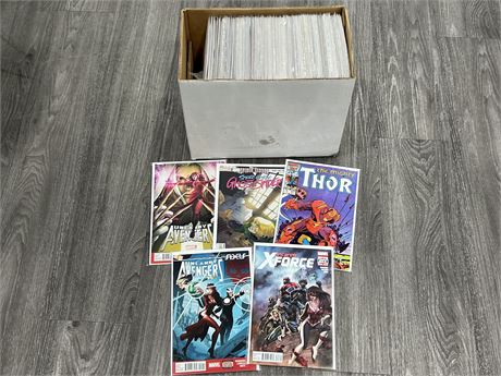 BOX OF MARVEL COMICS - NO DOUBLES, BAGGED & BOARDED
