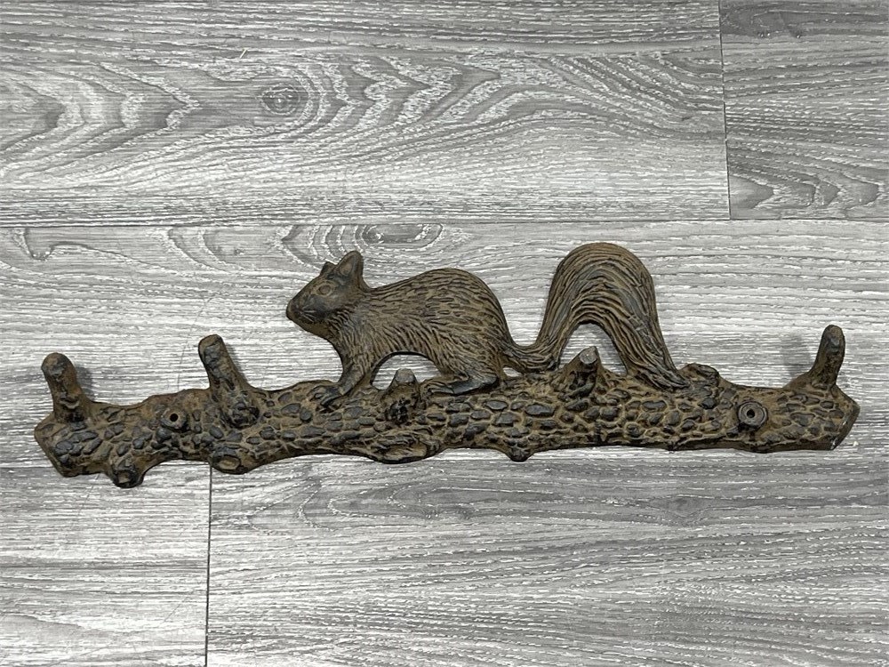 Squirrel Rack Urban Auctions - CAST IRON SQUIRREL COAT RACK (23”x6”)