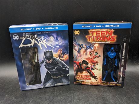 SEALED - COLLECTION OF DC BLU-RAY COLLECTORS EDITION MOVIES WITH FIGURES
