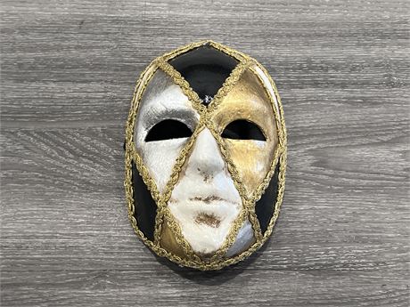 STAMPED VENETIAN VENERANDO MASK - HAND CRAFTED IN ITALY - 10” LONG