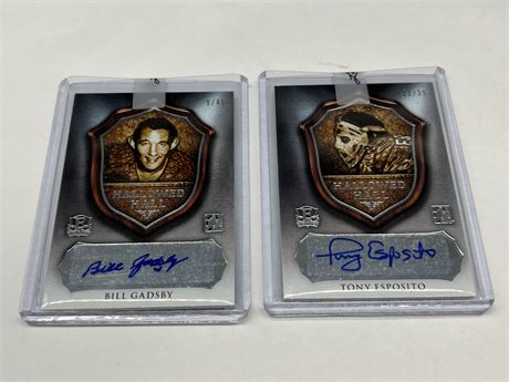 TONY ESPOSITO & BILL GADSBY HALLOWED HALL AUTOGRAPHED CARDS