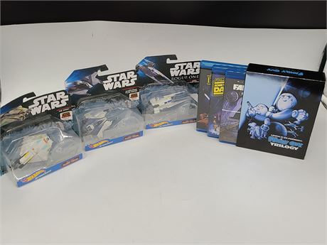 FAMILY GUY STAR WARS TRILOGY BLUE RAYS SET + 3 FIGHTER CRAFT