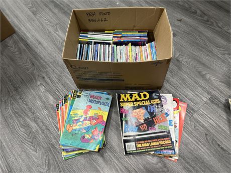 LOT OF VINTAGE COMICS, MAD MAGS & BOX OF ARCHIES