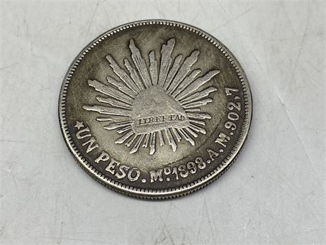 1898 A.M. 902,7 UN PESO SILVER COIN