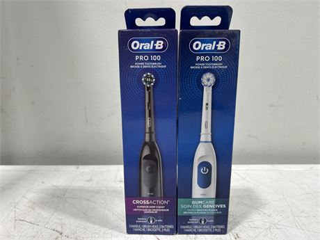 2 NEW ORAL B PRO 100 TOOTHBRUSHES