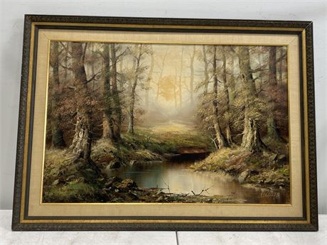 SIGNED ORIGINAL VINTAGE OIL ON CANVAS PAINTING (43”X31”)