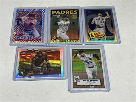 5 MLB SUPERSTAR CARDS - JUDGE, TROUT, ETC
