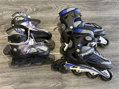 2 SETS OF ROLLERBLADES SIZE 8-9 & 1-4