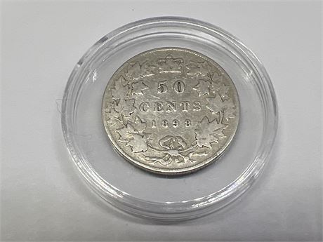 1898 CDN SILVER 50 CENT COIN