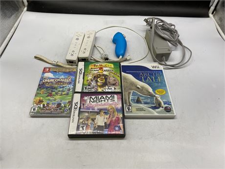 VIDEO GAME LOT INCL: SEALED OVERCOOKED ALL YOU CAN EAT, 3RD PARTY CONTROLLERS,