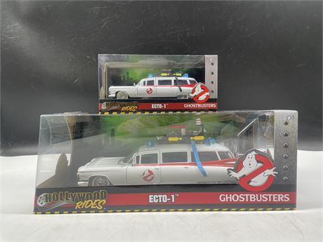 2 NEW MISP HOLLYWOOD RIDES DIE CAST GHOSTBUSTERS ECTO-1 (LARGE / SMALL)