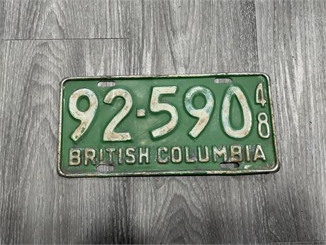 1948 BRITISH COLUMBIA LICENSE PLATE