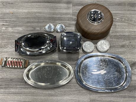 MCM STAINLESS SERVING PIECES - GLOHILL, CAKE TOPPER ETC.