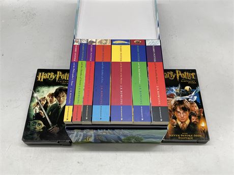NEW NEVER READ HARRY POTTER BOOK SET & 2 HARRY POTTER VHS MOVIES