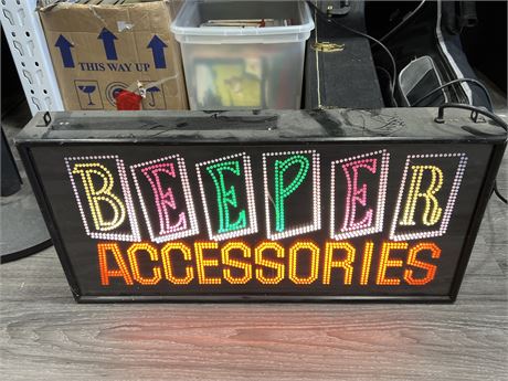 VINTAGE BEEPER ACCESSORIES LIGHT UP SIGN (25” wide)