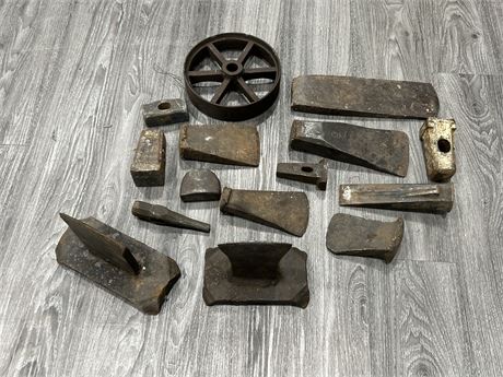 ANTIQUE HAMMER HEADS, AXE HEADS, ECT