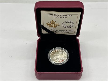 2016 $1 FINE SILVER COIN LUCKY LOONIE