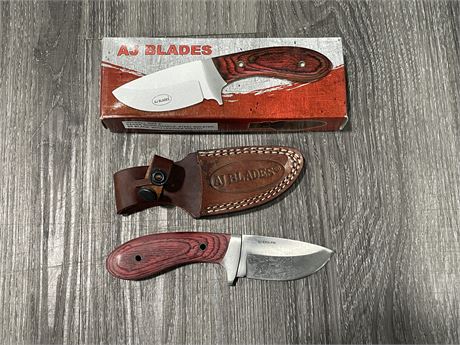 NEW AJ BLADES KNIFE W/SHEATH (8” long)