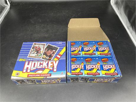 (2) 1991 TOPPS HOCKEY BOX W/ 36 SEALED PACKS