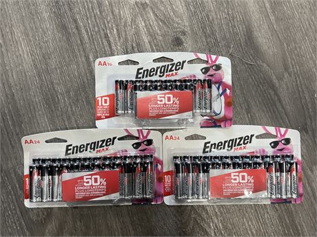 3 NEW PACKS OF ENERGIZER MAX AA24 / AA16 BATTERIES