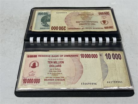 FULL BOOK OF ZIMBABWE BANK NOTES
