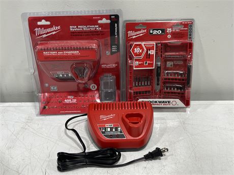 MILWAUKEE TOOL BITS & BATTERY CHARGERS