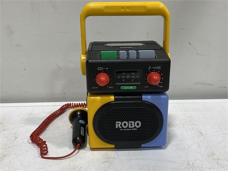 SANYO ROBO CASSETTE PLAYER W/MIC - UNTESTED