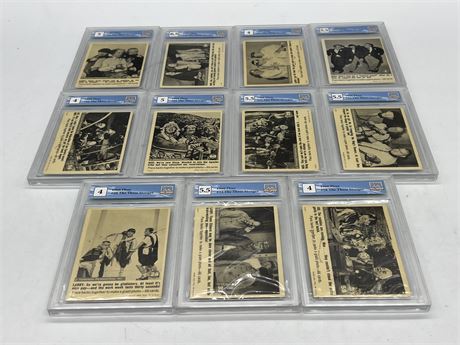 11 GRADED 1960s THREE STOOGES CARDS