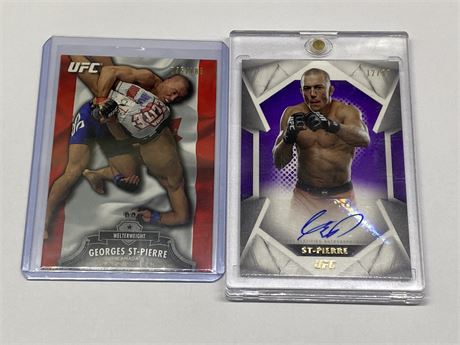 2 2020 TOPPS UFC STRIKES SIGNATURE GEORGES ST-PIERRE CARDS - 1 AUTO