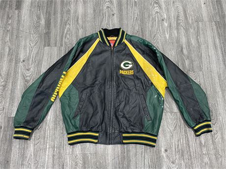 VINTAGE GREEN BAY PACKERS LEATHER JACKET - ADULT XL