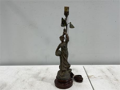 ANTIQUE FRENCH VENDANGE FIGURAL LAMP (20” tall)