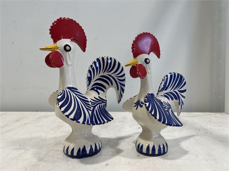2 VINTAGE PORTUGUESE LUCKY ROOSTERS - 11”x5”