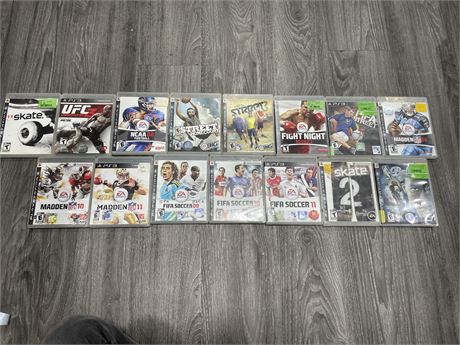 15 MISCELLANEOUS PS3 SPORT GAMES - GOOD CONDITION