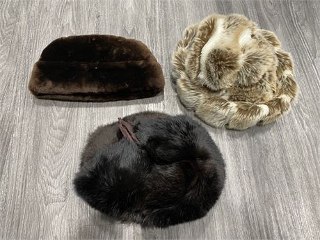 3 FUR HATS - SEE PICTURES FOR BRANDS