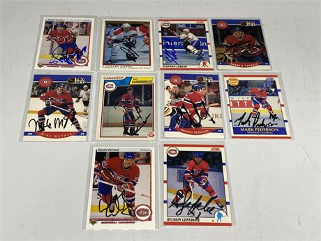 10 AUTOGRAPHED MONTREAL CANADIENS CARDS (Mostly 1990s)