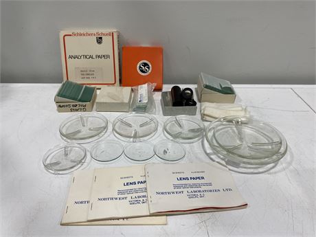 LOT OF MICROSCOPE SLIDES & ACCESSORIES
