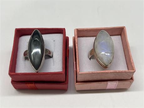 2 STERLING RINGS W/STONES - SIZE 5 / 6.75