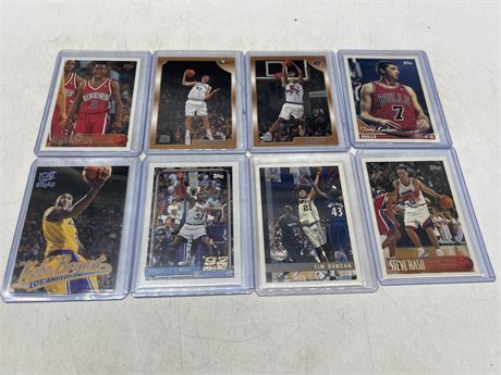 8 NBA HALL OF FAMER CARDS INCLUDING KOBE BRYANT ROOKIE