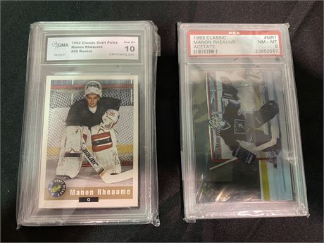 GRADE 10 & 8 MANON RHEAUME CARDS (First female to play in the NHL)