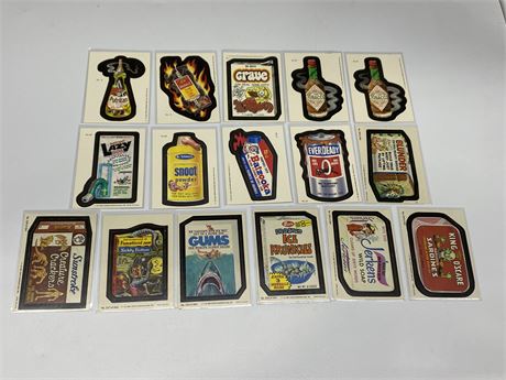 (16) 1980s WACKY PACKAGE STICKER CARDS - EXCELLENT CONDITION