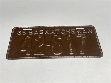 1935 SASKATCHEWAN LICENCE PLATE