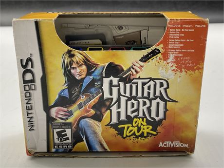 NINTENDO DS GUITAR HERO ON TOUR GAME + HAND CONTROLLER - TESTED GOOD