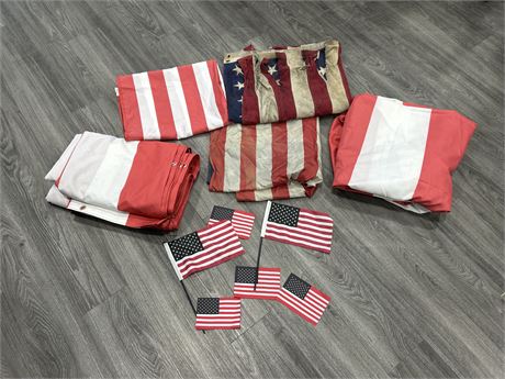 LOT OF AMERICAN FLAGS FROM TV SET - SOME DAMAGED FOR PROP PURPOSES